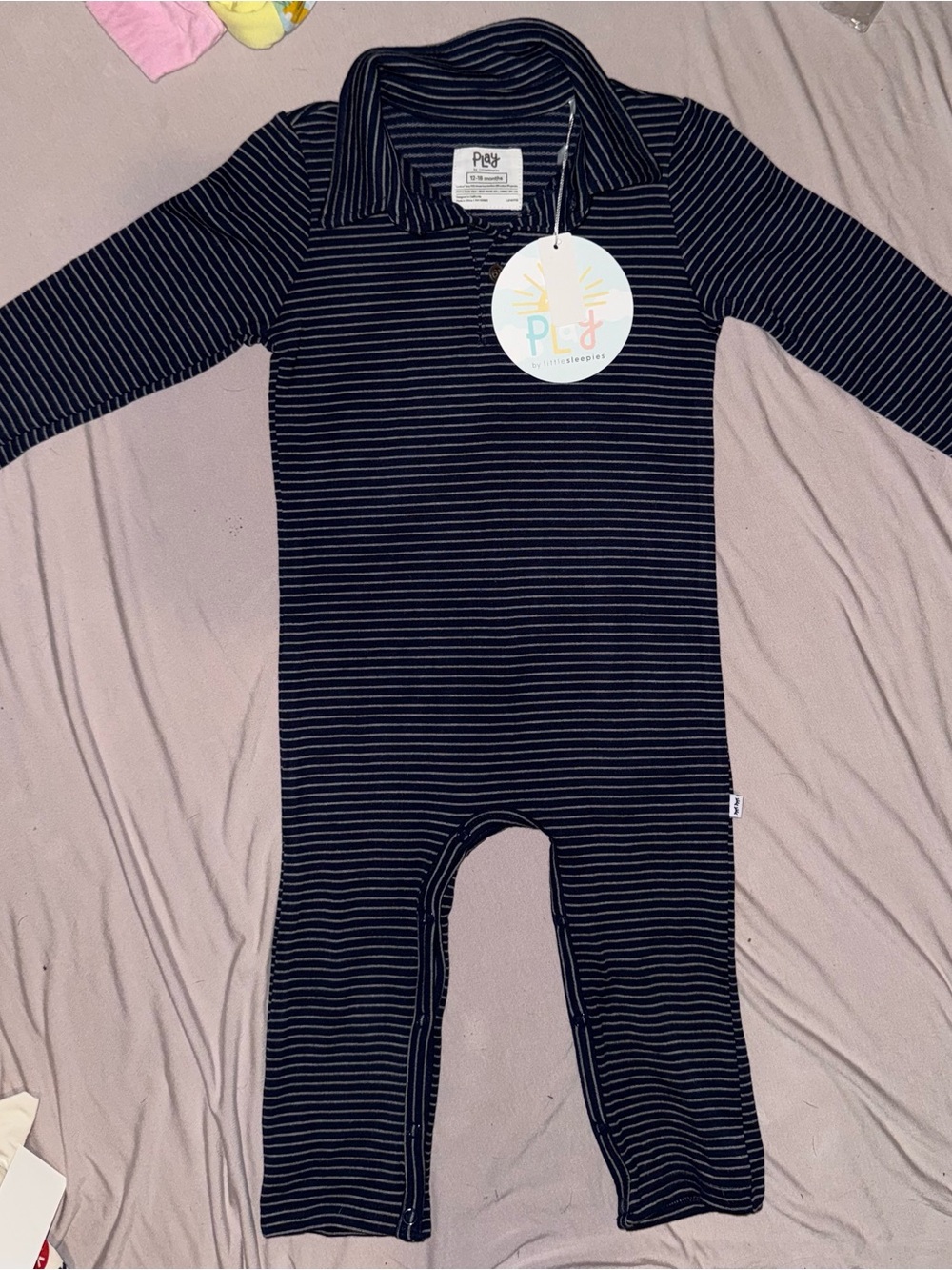 Little sleepies Navy Stripe Kids One-Piece
